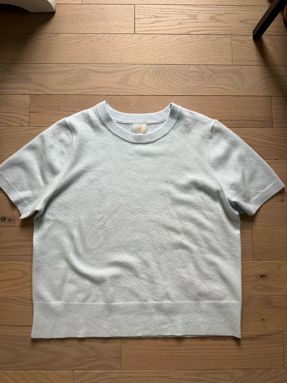 a new day Pale Blue Knit Tee with Crew Neck Women’s Size L - Picture 1 of 3